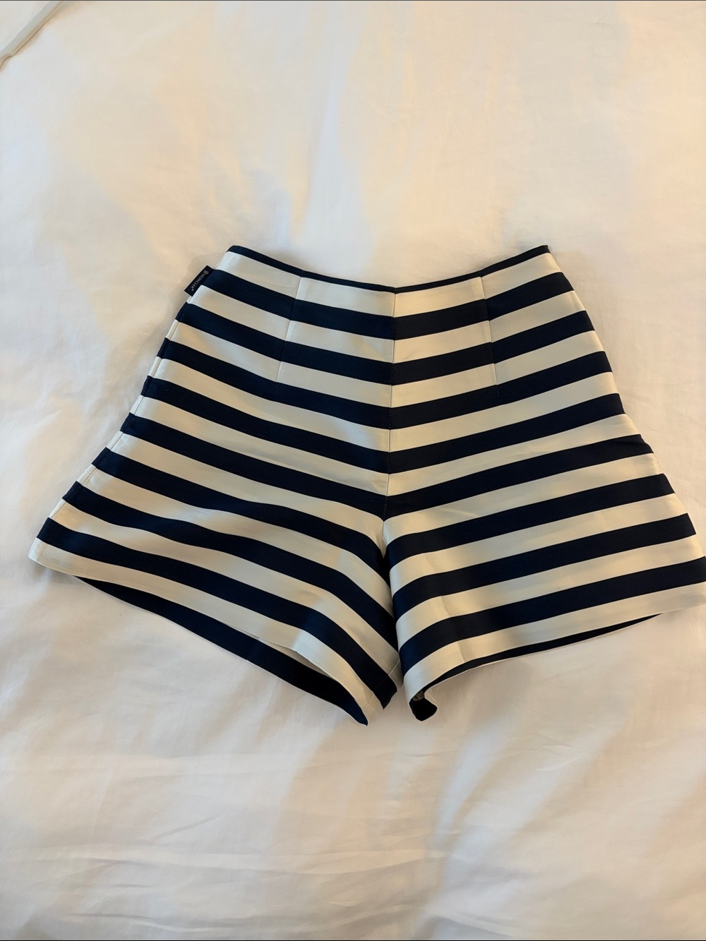 Moncler Striped Navy and White High-Waist Women’s Shorts